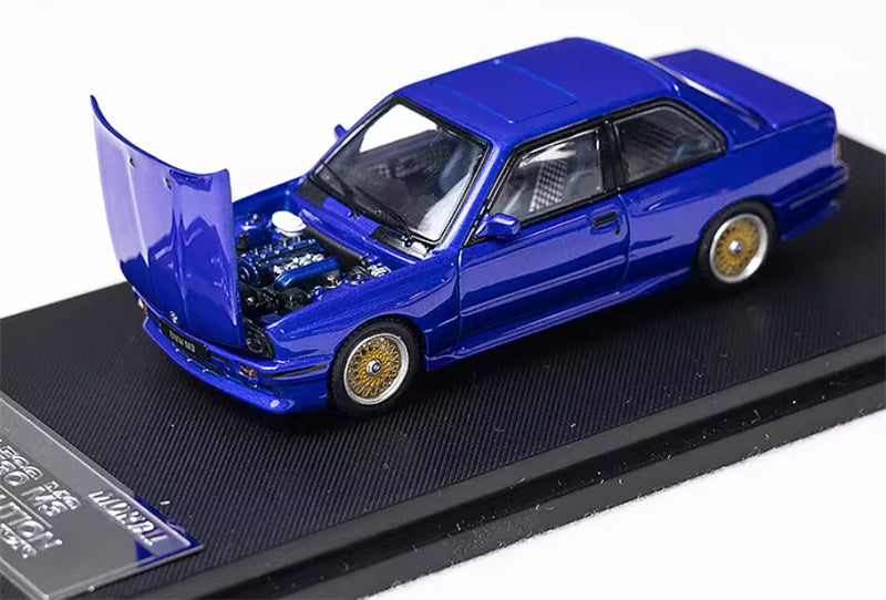 Mortal BMW M3 E30 Sport Evolution Openable Hood Detachable tail wing Pearl Blue Limited Edition 899PCS ONLY 1:64 Car Pre-built Model view6