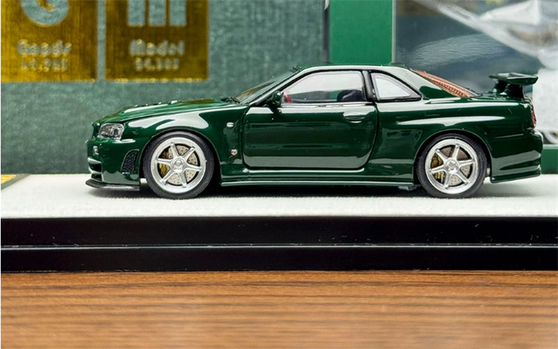 1:64 Nissan GTR R34 Nismo Z-Tune  UK Green PGM x onemodel Standard Edition Limited Edition 999PCS ONLY DIECAST Model
