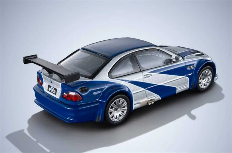 1:64 BMW M3 E46 GTR Silver with Blue Stripes Almost Real DIECAST Model