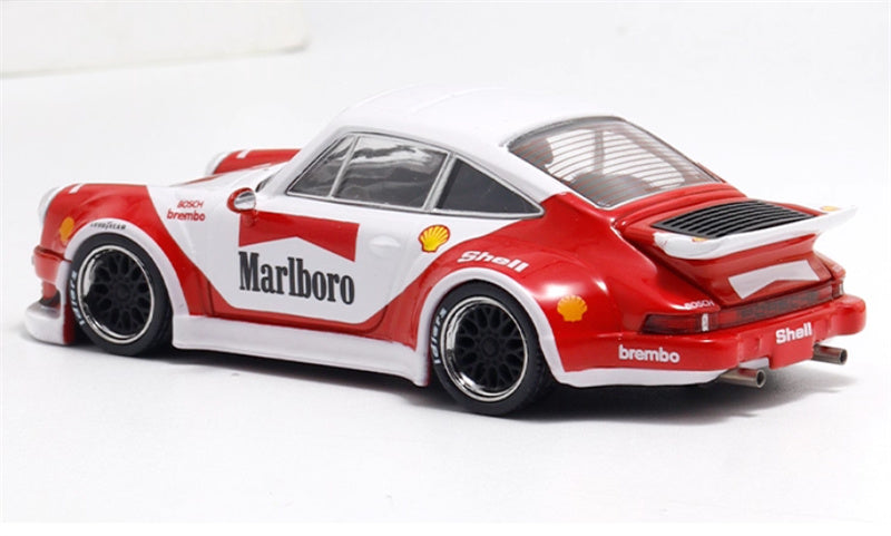 mymodelcollect Porsche RWB 930 Red and White Marlboro Limited Edition 999PCS ONLY RAUH - Welt 1:64 Car Pre-built Model view3