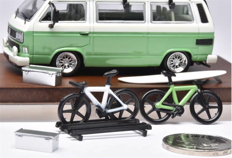 Mortal Volkswagen VW T3 Magway van BBS Lowered Version with accessories GREEN/CREAM Limited Edition 499PCS ONLY 1:64 Car Pre-built Model view8