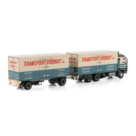 1:50 SCANIA Transport Vooruit 3 Series 6X2 REEFER DRAWBAR TURNTABLE TRAILER 5 AXLE WSI Diecast Model