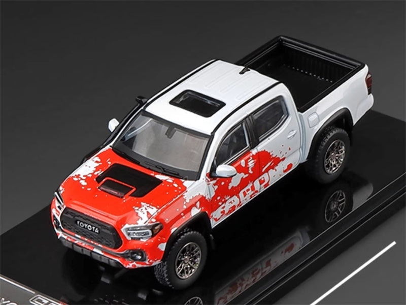 GCD TOYOTA Tacoma Pickup Red White LHD 1:64 Truck Pre-built Model view7