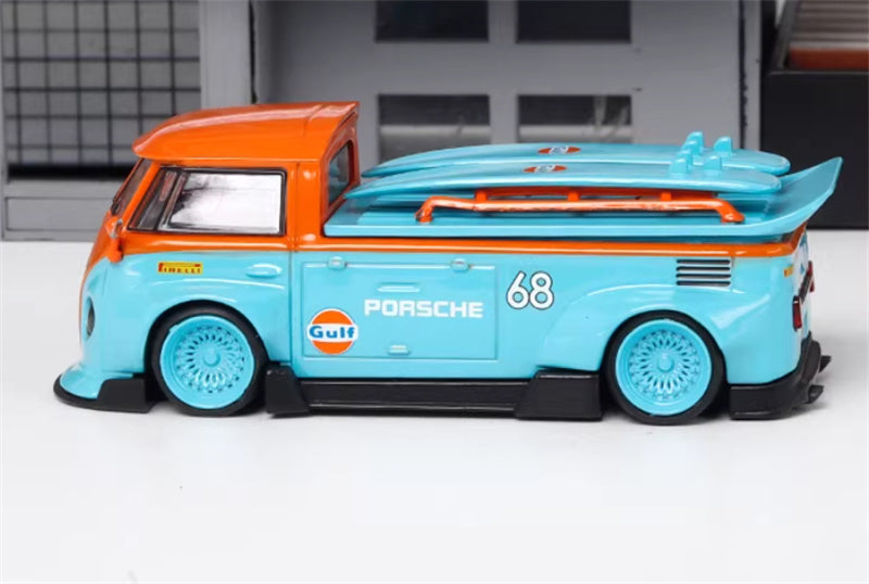 LMLF MODEL Volkswagen T1 Kombi wide body pickup truck with lid Gulf 1:64 Truck Pre-built Model view3
