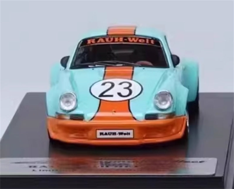 mymodelcollect Porsche RWB 930 Duck Wing gulf Limited Edition 999PCS ONLY RAUH - Welt 1:64 Car Pre-built Model view5