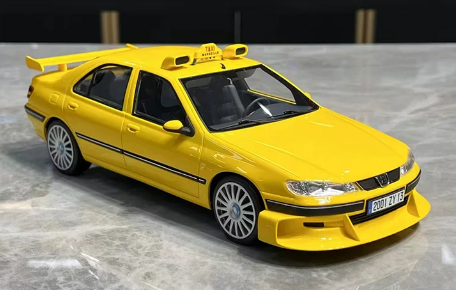 1:18 Peugeot 406  Yellow  VEHICLE Art Taxi Express with Wings LTD 300PCS ONLY Resin car Model