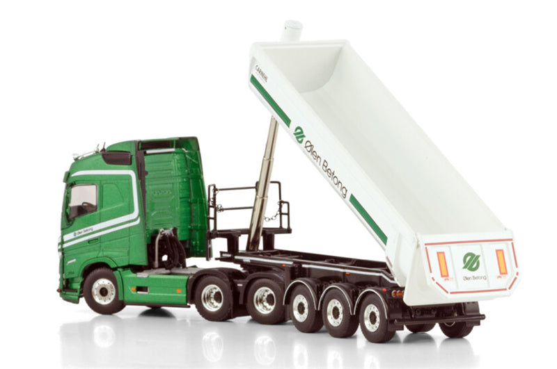 WSI VOLVO FH5 GLOBETROTTER 6X2 TAG AXLE HALF PIPE TIPPER TRAILER - 3 AXLE OLEN BETONG 1:50 Truck Pre-built Model