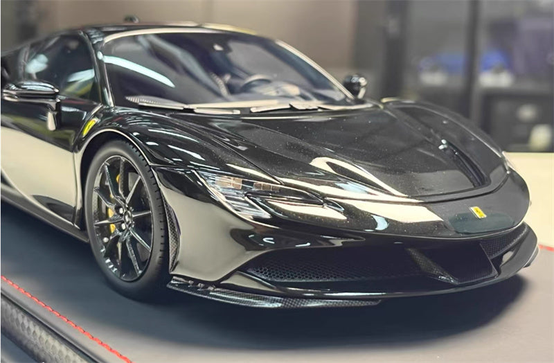BBR MODELS Ferrari SF90 Stradale New Black Daytona Black wheel yellow calipers Leather base Limited Edition 30PCS ONLY 1:18 Car Pre-built Model view7