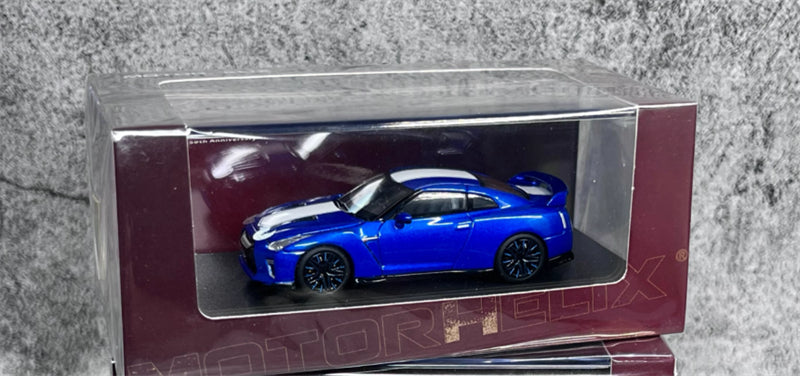 MOTORHELIX Nissan GT-R R35 50th Anniversary Edition Blue Limited Edition 999PCS ONLY 1:64 Car Pre-built Model view9