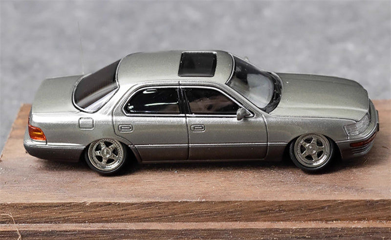 Fine works 64 Lexus LS400 Silver w/ gray skirt edge Low lying wheels Limited Edition 500PCS ONLY 1:64 Car Pre-built Model view3