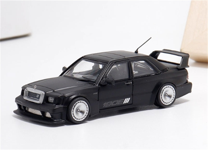 1:64 Mercedes Benz 190E EVO III W201 Matte Black BSC DIECAST Model