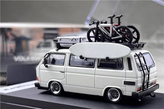 Mortal Model Volkswagen T3 Van BBS Low lying version White with Accessories 1:64 Car Pre-built Airliner Model Display view2