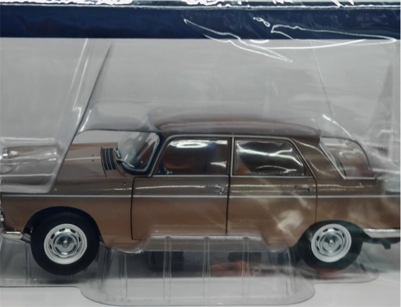 NOREV Peugeot 404 1965 brown Car with White camping trailer 1:18 Car Pre-built Model view4