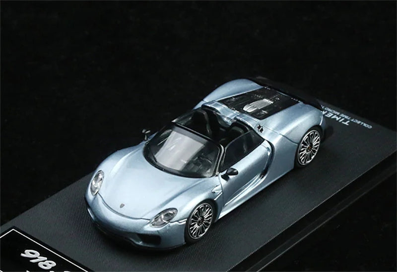 TimeMicro Porsche 918 Spyder Blue Silver Regular Version Limited Edition 499PCS ONLY 1:64 car Pre-built Model view1
