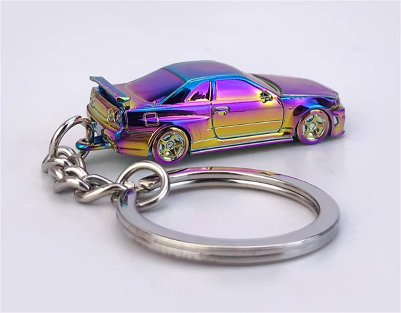1:87 Nissan GTR34  Electroplating discoloration purple  SEEKER  DIECAST Keychain Model