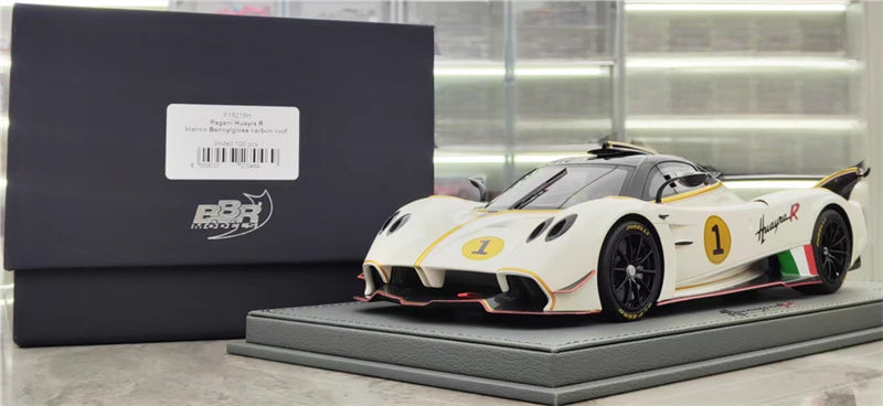BBR MODELS Pagani Huayra R White Bianco gloss Carbon Roof #1 Limited Edition 100PCS ONLY Leather base 1:18 Car Pre-built Model view7