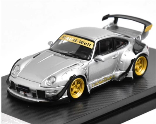 1:64 Porsche 911 RWB 993 Silver Grey with Gold Wheels SW DIECAST Limited Edition 499pcs ONLY Model