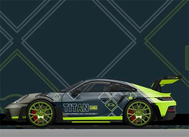 TimeMicro Porsche 992 GT3 RS TITAN Cargo Livery Green Silver Regular Version Limited Edition 999PCS ONLY 1:64 car Pre-built Model view4