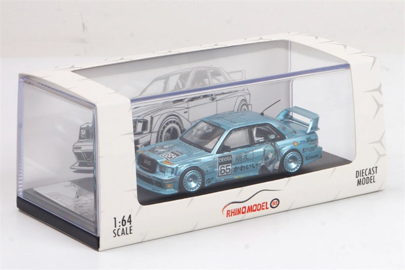 RHINO MODEL Mercedes Benz 190 EVO II Wide-Body Ice Blue Modified Limited Edition 499PCS ONLY 1:64 car Pre-built Model view8