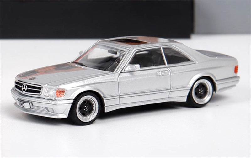 Rhino Model Mercedes Benz S-Class 560 SEC AMG W126 Silver 1:64 Car Pre-built Model view1