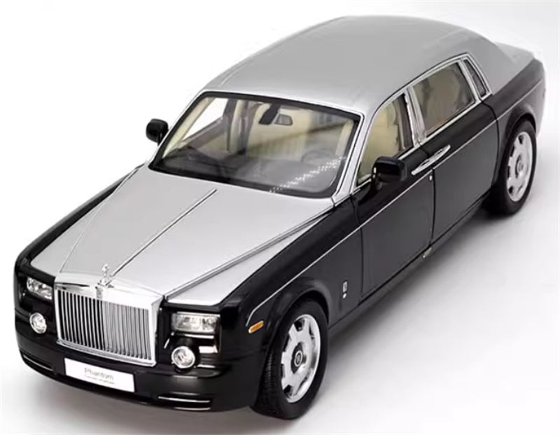 KYOSHO Rolls Royce Phantom Extended Edition Black silver dual color Silver emblem off white interior 1:18 Car Pre-built Model view1