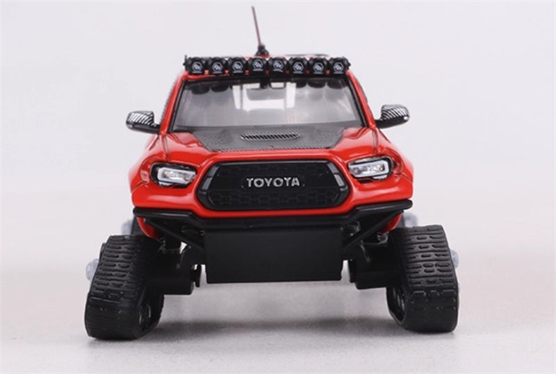 GCD Toyota Tacoma Snow Edition with tank track Orange Red LHD 1:64 Truck Pre-built Model view6