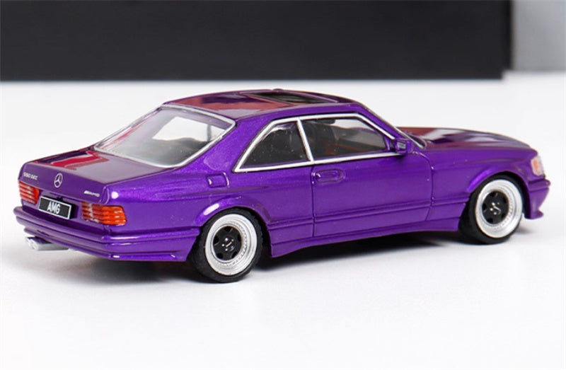 Rhino Model Mercedes Benz S-Class 560 SEC AMG W126 Purple 1:64 Car Pre-built Model view4