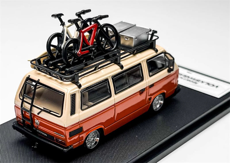 Mortal VW T3 Magway van BBS Orange + Orange Pink Double Combination with accessories 1:64 Car Pre-built Model view4
