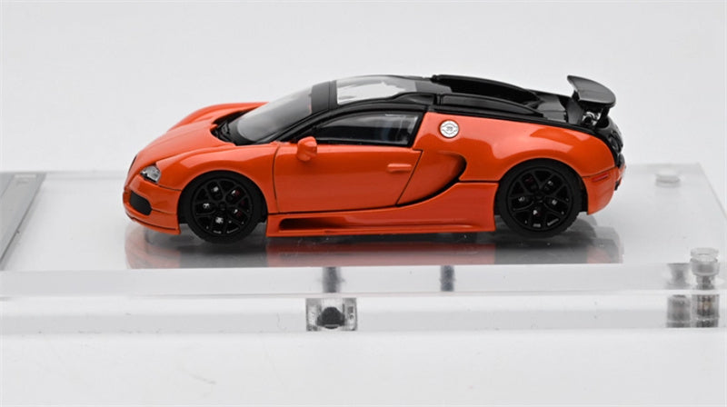 Mortal Bugatti Veyron Metal Orange Black Double Splicing 1:64 Car Pre-built Model view3