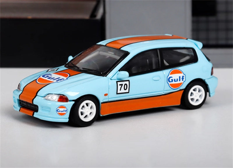 SW Honda Civic EG6 Gulf Painting Limited Edition 500PCS ONLY 1:64 Car Pre-built Model view1