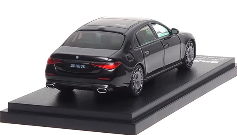 Almost Real BRABUS S850 Maybach Masterpiece 2023 Obsidian Black -Green interior 1:64 Car Pre-built Airliner Model Display view2