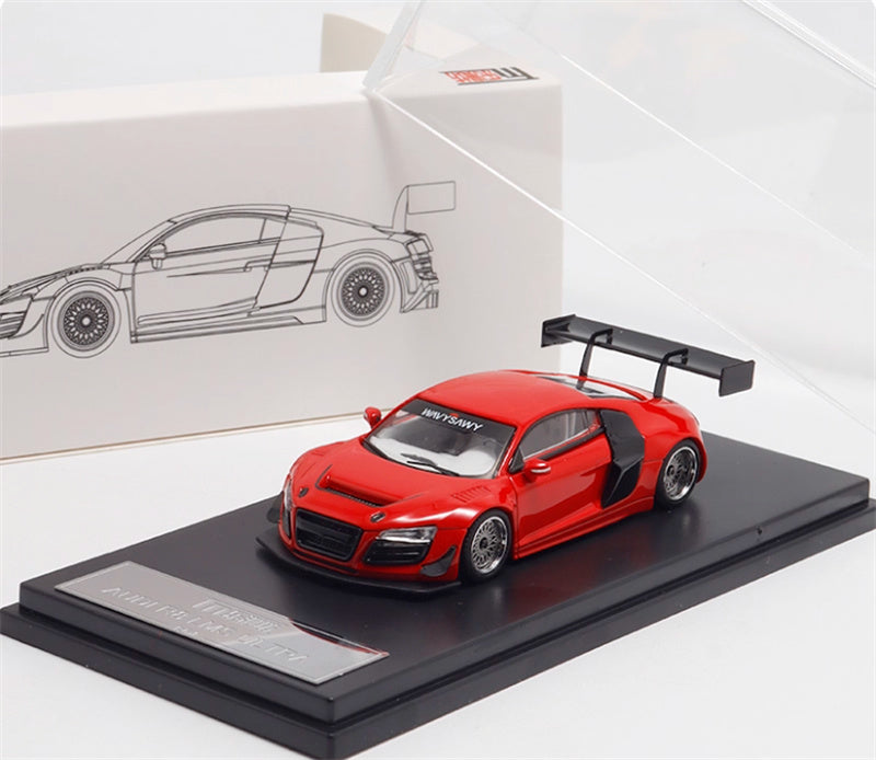 LeManFang Audi R8 LMS ULTRA high tail modified racing Red 1:64 Car Pre-built Model view8