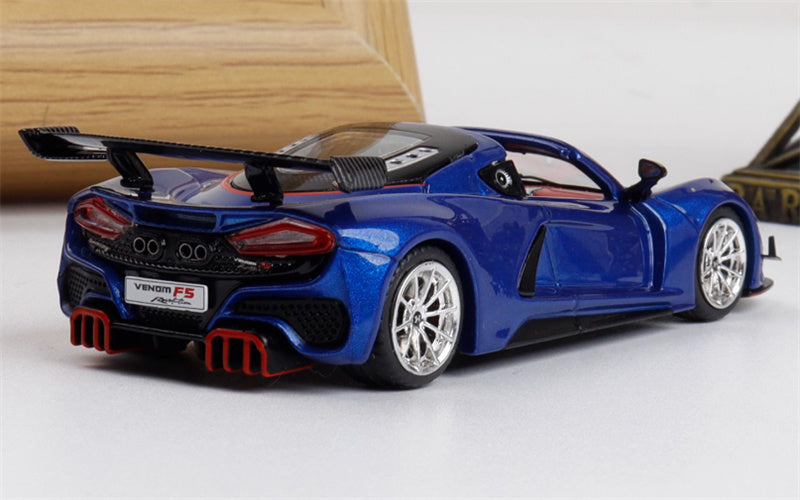 Rhino Model Hennessey Venom F5 Limited Edition 499PCS ONLY Blue w/ Figure 23# 1:64 Car Pre-built Model view4