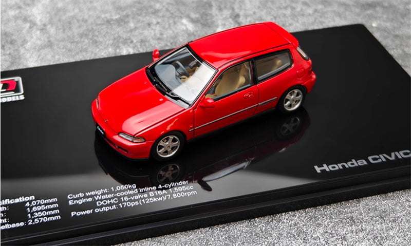 LCD-MODELS Honda Civic SiR II EG6 Fully open red Beige Interior 1:43 Car Model view2