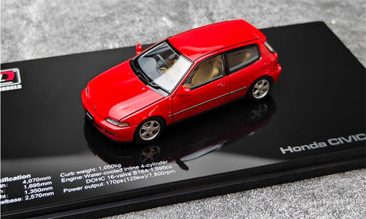 LCD-MODELS Honda Civic SiR II EG6 Fully open red Beige Interior 1:43 Car Model view2