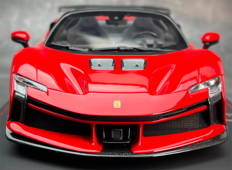 BBR MODELS Ferrari SF90XX Spider Rosso Crosa Limited Edition 150PCS ONLY Leather base 1:18 Car Pre-built Model view9