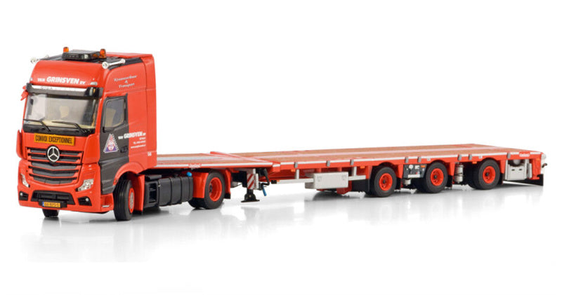 WSI  ACTROS MP5 GIGA SPACE 4X2 FLATBED MEGA TRAILER - 3 AXLE Van Grinsven BV 1:50 Truck Pre-built Model