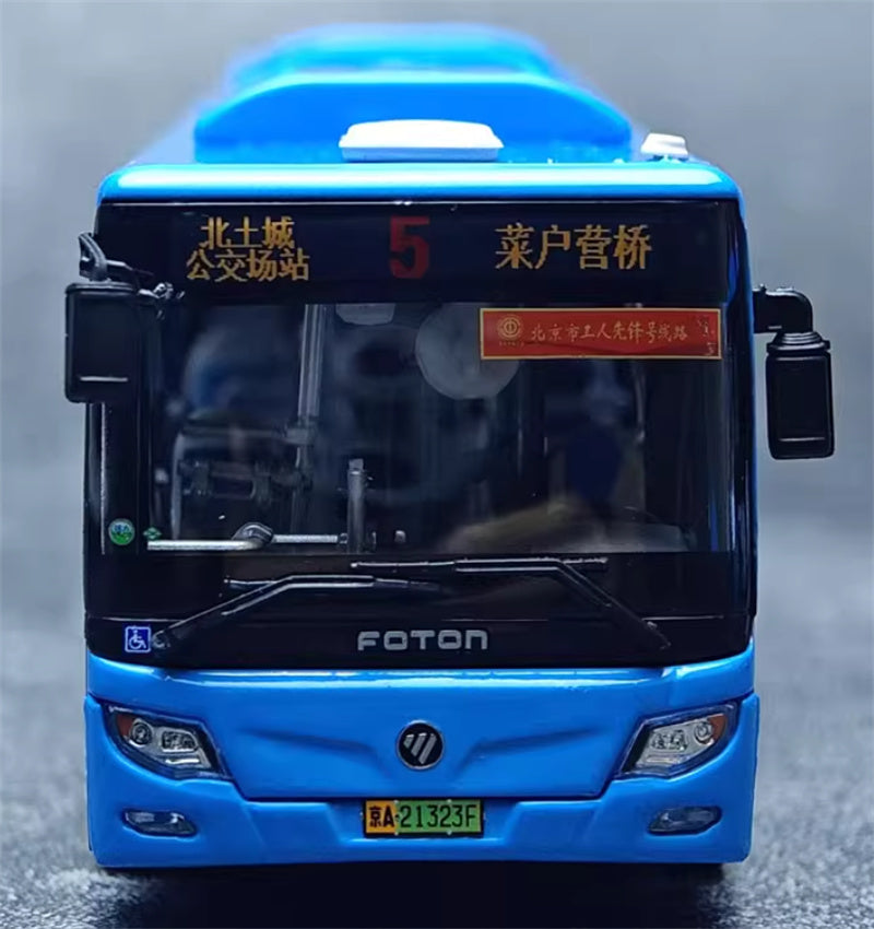 Beijing Public Transport Foton Ouhui New Energy BJ6160 5 routes Xiangyun Blue Articulated Bus 1:64 Bus Pre-built Model view10