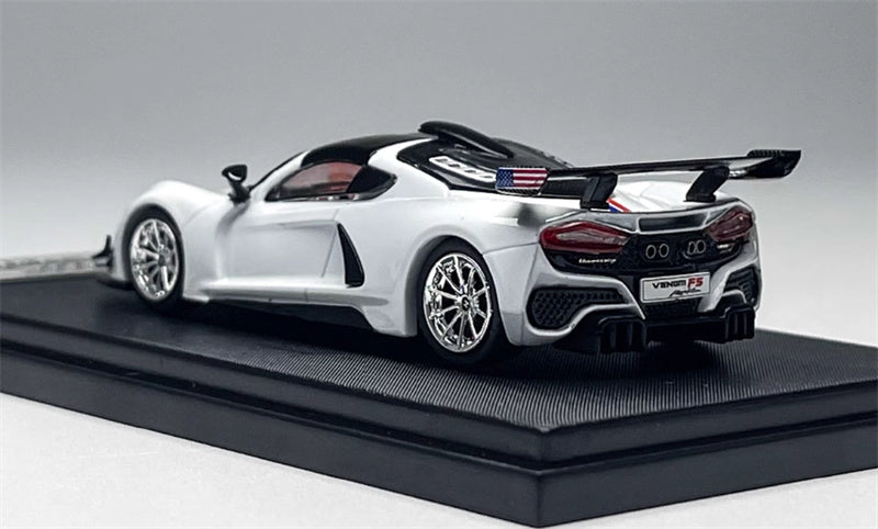 Rhino Model Hennessey Venom F5 Limited Edition 999PCS ONLY White w/ Figure 23# 1:64 Car Pre-built Model view4