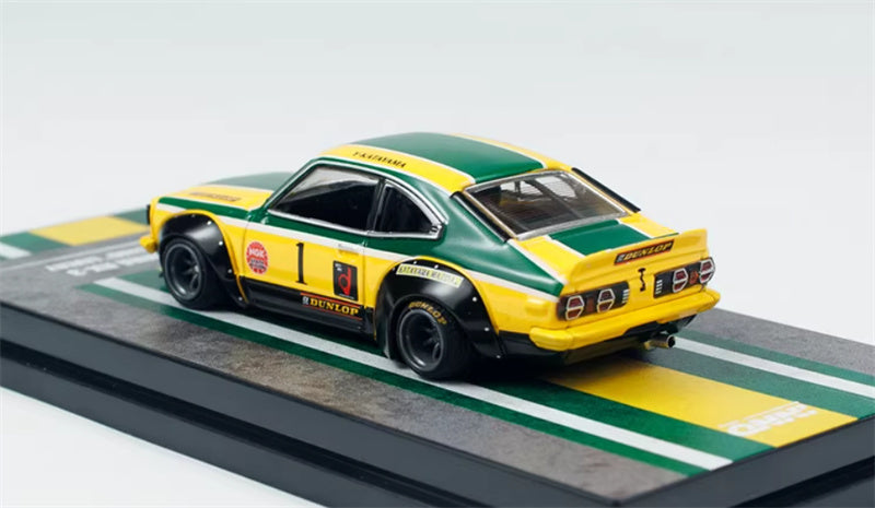 INNO64 MAZDA SAVANNA RX3 KATAYAMA Yellow # 1 1:64 car Pre-built Model view7