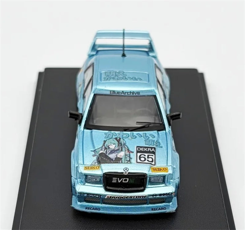 RHINO MODEL Mercedes Benz 190 EVO II Wide-Body Ice Blue Modified Limited Edition 499PCS ONLY 1:64 car Pre-built Model view4