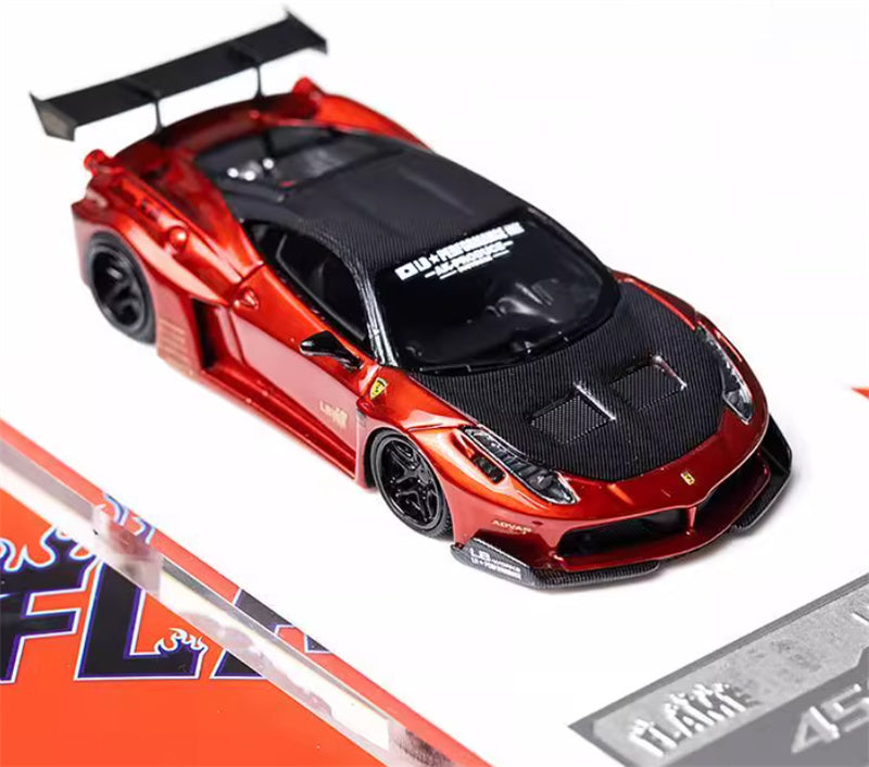 Flame Ferrari 458 GT LBWK wide body modified car Limited Edition 299PCS ONLY Red 1:64 Car Pre-built Model view5