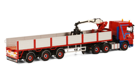 WSI DAF XF SPACE CAB 6x2 TWIN STEER BRICK TRAILER - 3 AXLE KENNIS Van der Veen 1:50 Truck Pre-built Model