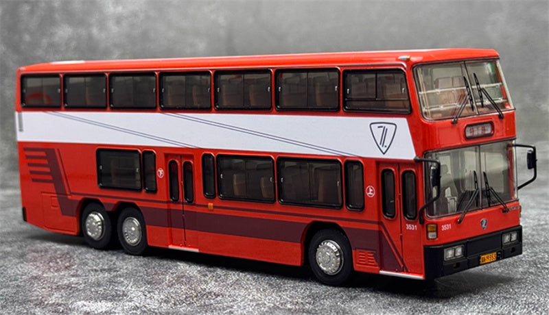 AUTO-GLIMPSE JLY6121S Jinling double layer Original factory paint Special 1 Route red 1:64 Bus Pre-built Model view5