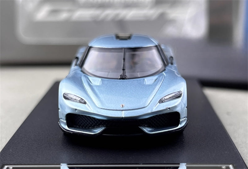 HKM Premium & BriScalemicro Koenigsegg Gemera Ice blue 1:64 Car Pre-built Model view7
