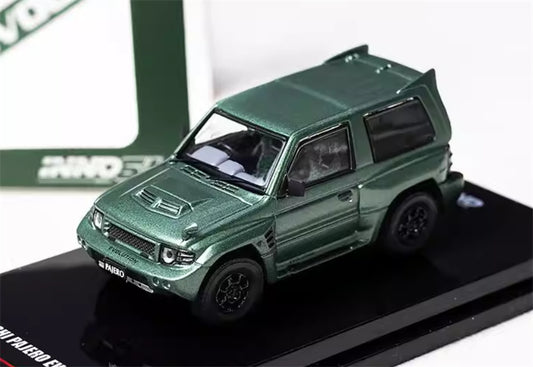 INNO64 Mitsubishi Pajero EVOLUTION Spare Tire Edition Green 1:64 car Pre-built Model view1