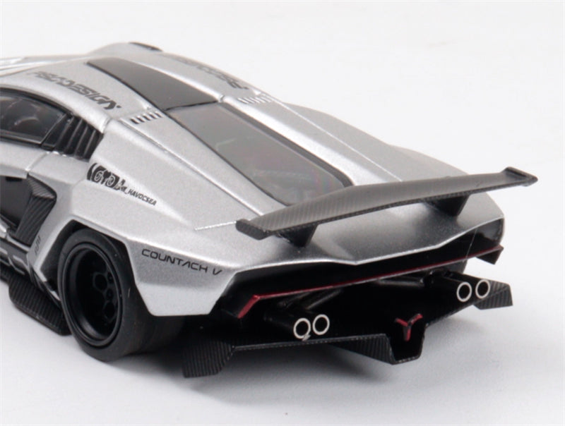 TIMEMICRO Lamborghini Countach Silver PSC Design 1:64 Car Pre-built Model view7