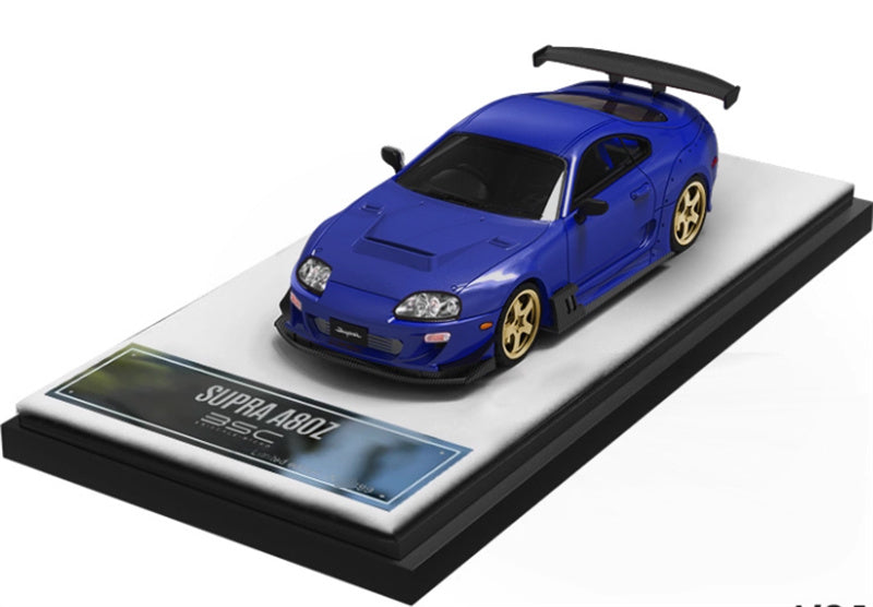 BSC Toyota Supra A80Z Blue Gold Wheel regular version White base Limited Edition 499PCS ONLY 1:64 Car Pre-built Model view1