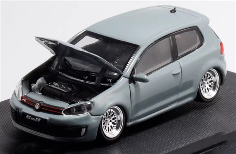 Max well Volkswagen Golf GTI 6th generation cement gray BBS wheel low stance 1:64 Car Pre-built Airliner Model Display view1