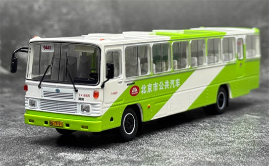 Beijing Public Transport Huanghai DD6111CT Single Machine 944 white wheel Bafangda Payment 1:64 Bus Pre-built Model view1
